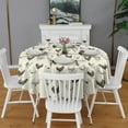 thumbnail image 2 of Beige Chicken Sketch Pattern Round Tablecloth 60"x60",Wrinkle Wipeable Table Cloth for Kitchen Dining Room Picnic Patio Party, 2 of 6