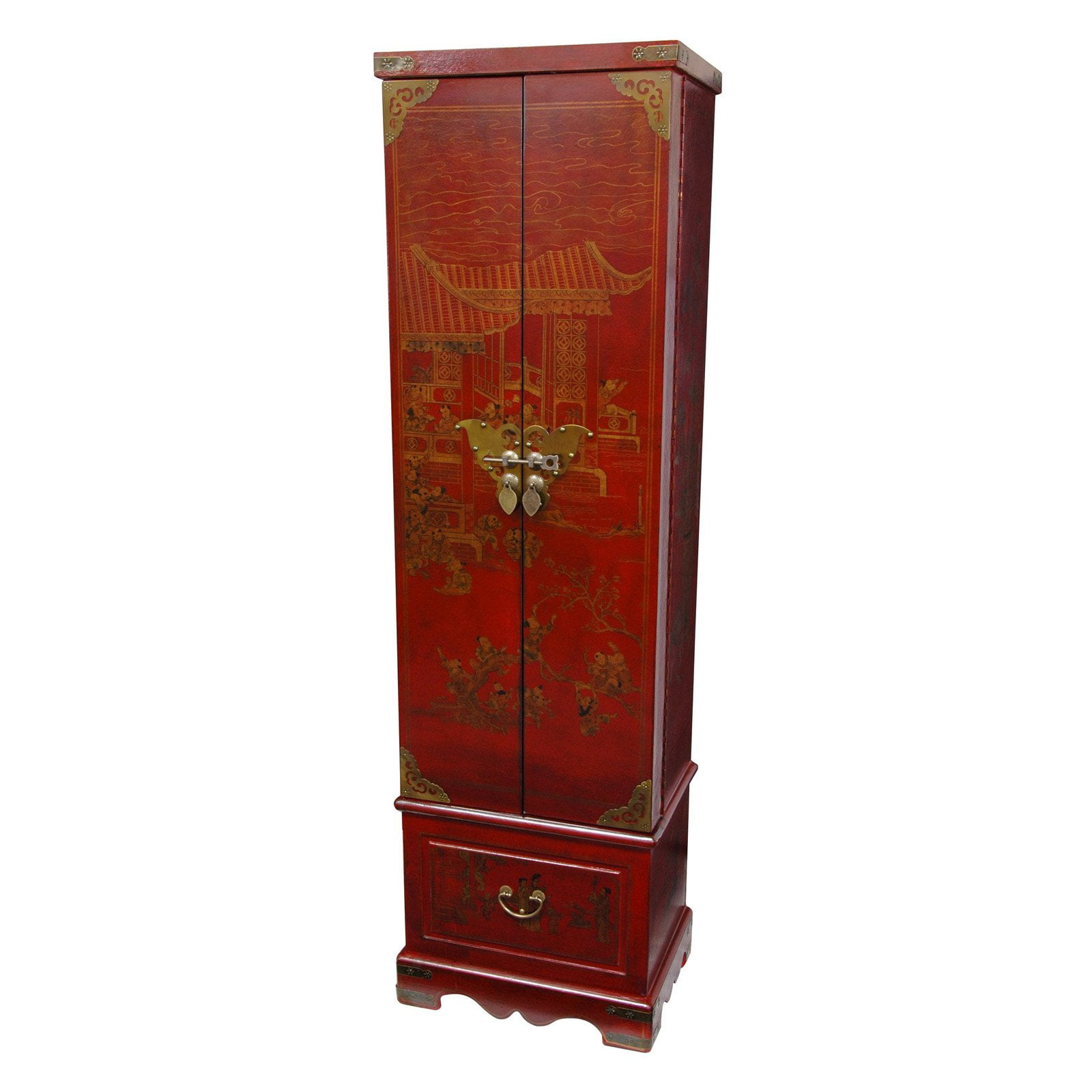Gold Leaf Floor Jewelry Armoire