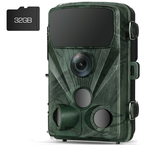 TOGUARD Trail Camera 20MP 1080P Game Camera with Night Vision Micro SD Card 120° Motion Activated Waterproof Deer Cam for Hunting Wildlife Monitoring 2.4'' LCD