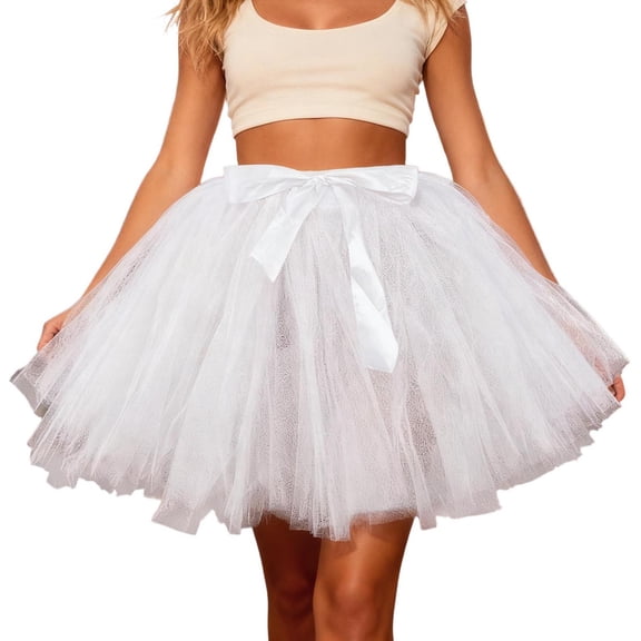 Wdgfv Adult Women 80's Tutu Skirt Layered Tulle Petticoat Halloween Tutu