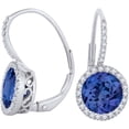 thumbnail image 2 of beryl_creation 925 Sterling Silver 2Ct Round Cut Simulated Blue Sapphire Drop Dangle Earring's For Women's 14K White Gold Plated, 2 of 2