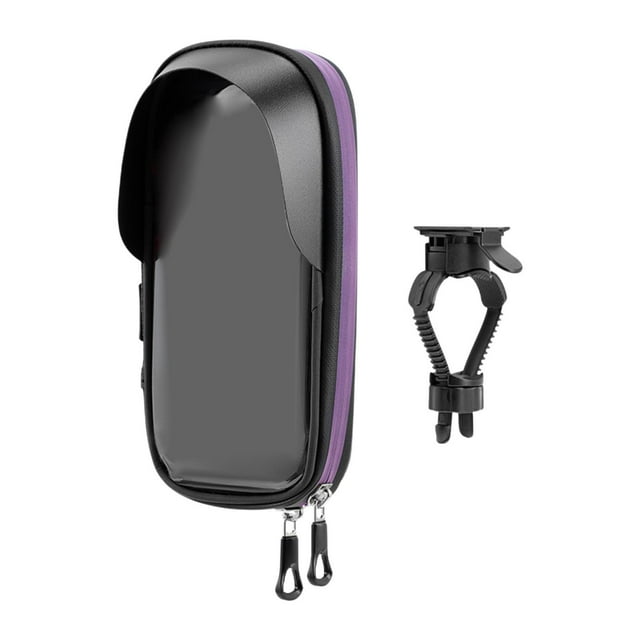Soporte para teléfono de motocicleta, bolsa para manillar de ciclismo con cremallera, soporte para smartphone, para teléfono de bicicleta giratorio de Negro