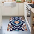 thumbnail image 3 of Entryway Rug 2'x3', Orange Blue Kitchen Runner Rugs Non-Slip Carpet Mats, Morocco Boho Abstract Floral Ethnic Tribal Bedside Rugs Runners Washable Floor Carpet for Bathroom Laundry Room, 3 of 8