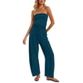 thumbnail image 2 of gakvbuo Summer Jumpsuits Womens Casual Strapless Overalls Playsuit Suspender Trousers Off The Shoulder Rompers Sleeveless Outfits With Pockets, 2 of 9