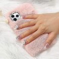 thumbnail image 1 of Funda de peluche para iPhone 11 Pro, bonita funda protectora peluda y esponjosa con pelo de conejo de imitación de cristal, funda suave para teléfono, 1 of 5