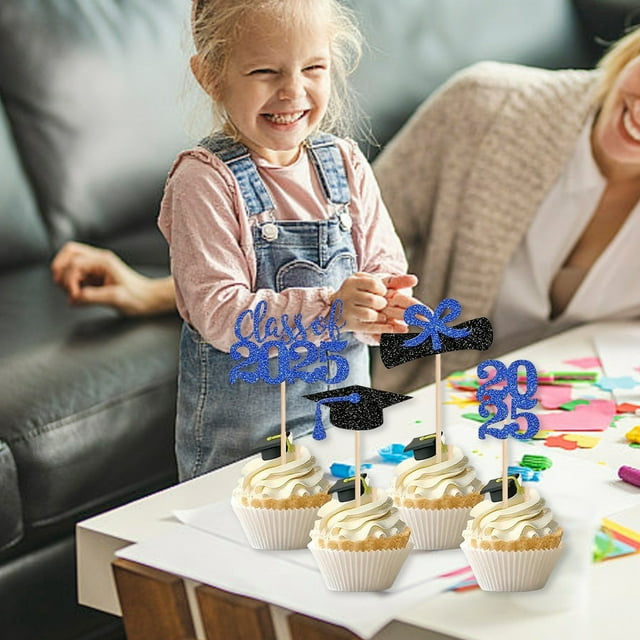 WIFKLSIIPG 2025 Graduation Cake Toppers Decorations Party Supplies Cake Inserts for Cupcakes Graduation Theme Celebration Design