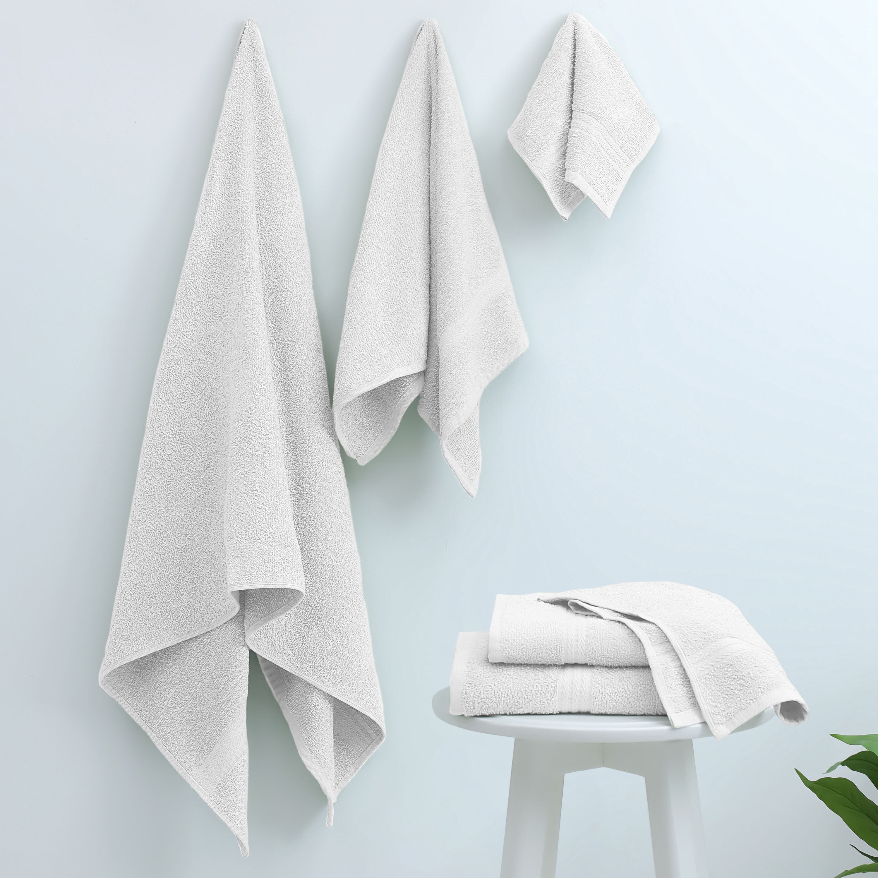 Martex Easy Living 6-Piece Cotton Towel Set, Soft & Quick-Dry Towels, White