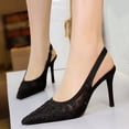 thumbnail image 2 of Women Pointed Toe High Heels Openwork Lace Tulle Floral Embroidery Sexy 9CM Pumps for Bride Prom Party, 2 of 5