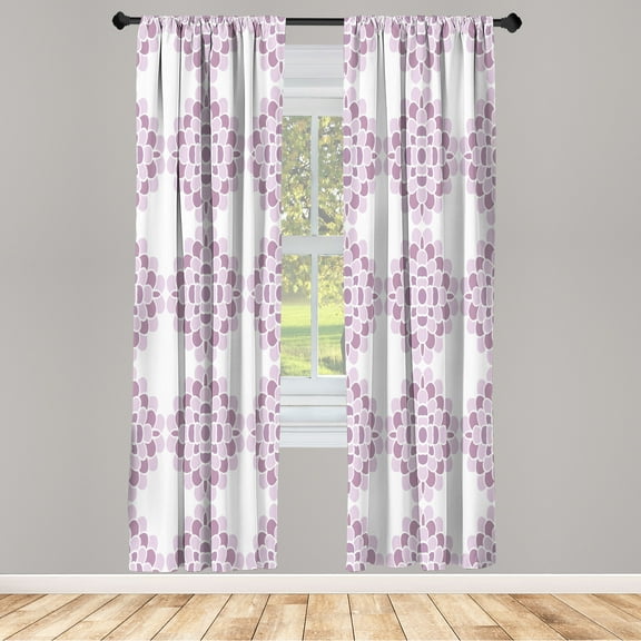 Ambesonne Floral Curtains, Geometric Lines Abstract Art, Pair of 28"x95", Grey Pink