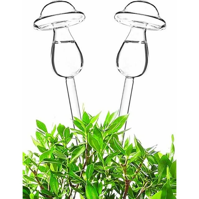 Cristalería, riego, bebedero automático esférico con forma de hongo, 2 paquetes de bombillas de riego para plantas de interior y exterior