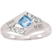Personalized Women's Square Fashion Class Ring available in Valadium, Silver Plus and Yellow and White Gold