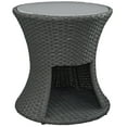 thumbnail image 3 of Modway Sojourn Round Aluminum and Rattan Patio Side Table in Chocolate, 3 of 3