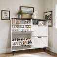 thumbnail image 2 of GloryStar Armoire à Chaussures à Tiroir Rabattable avec 4 Tiroirs, Armoire de Rangement pour Chaussures Étroite avec 2 Compartiments de Rangement Ouverts, 2 of 7
