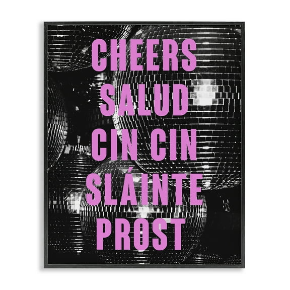 Stupell Industries Cheers Various Languages Food & Beverage Painting Black Framed Art Print Wall Art, 11 x 14