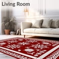 thumbnail image 2 of ODIKA 8'x10' Machine Washable Non-Slip Area Rug, Festive Holiday Rustic Snowflake Nordic Winter High Traffic Rug with Pad, Red, 621804, 2 of 8