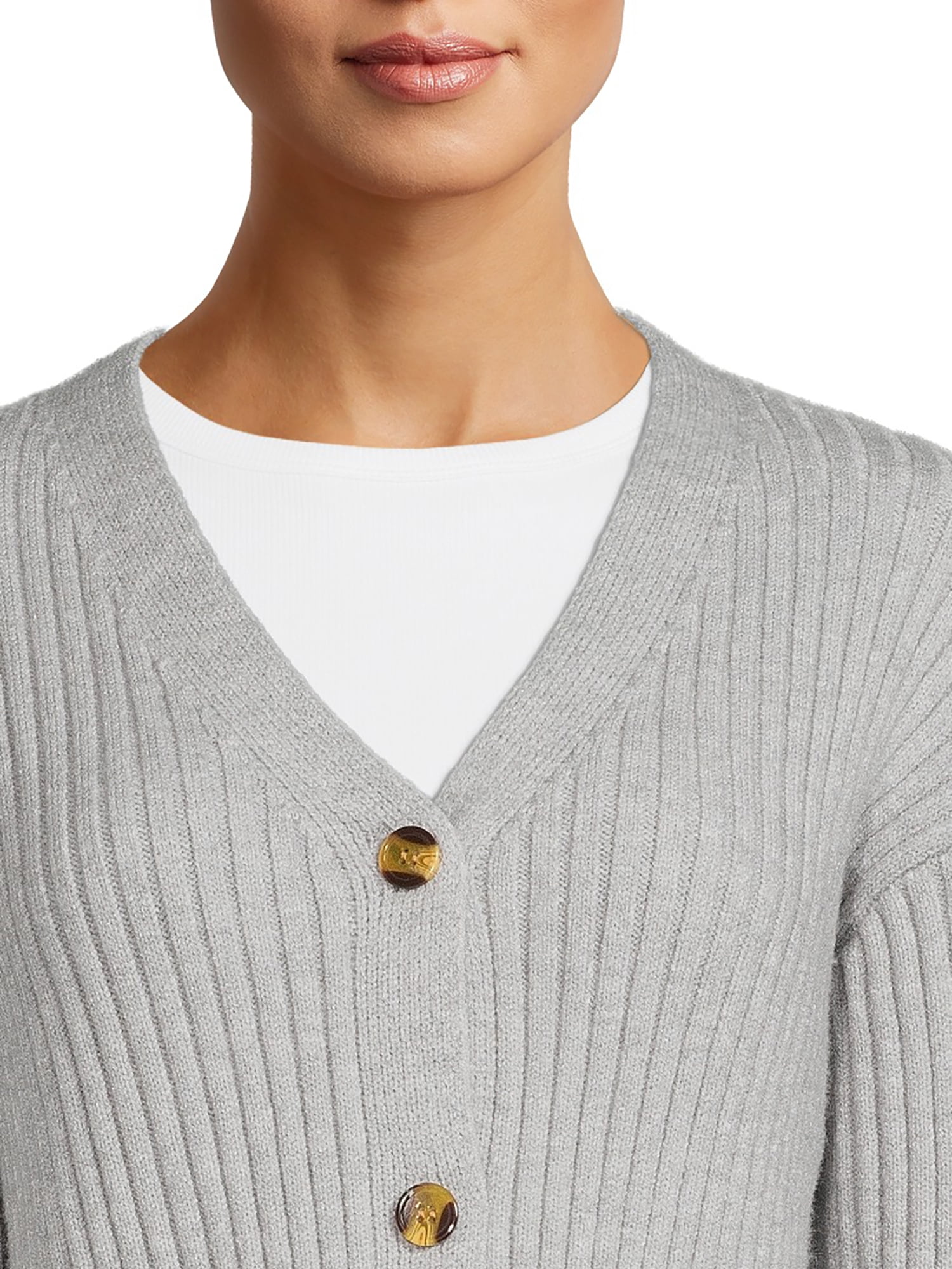 Time and Tru Women's Cropped Cardigan Sweater