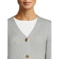 thumbnail image 2 of Time and Tru Long Sleeve Cardigan Crop V-Neck Drop Shoulder Sweater (Women's), 1 Pack, 2 of 5