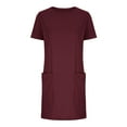 thumbnail image 3 of Jalioing Women's Summer Dresses Fashion Short Sleeve Crew Neck Casual Sundress Vacation Beach Dress with Pocket, 3 of 7