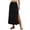 Black, variant on Women's Cotton Linen Skirt Pleated Split Solid Color Maxi Skirt Elastic High Waist Drawstring Skirt