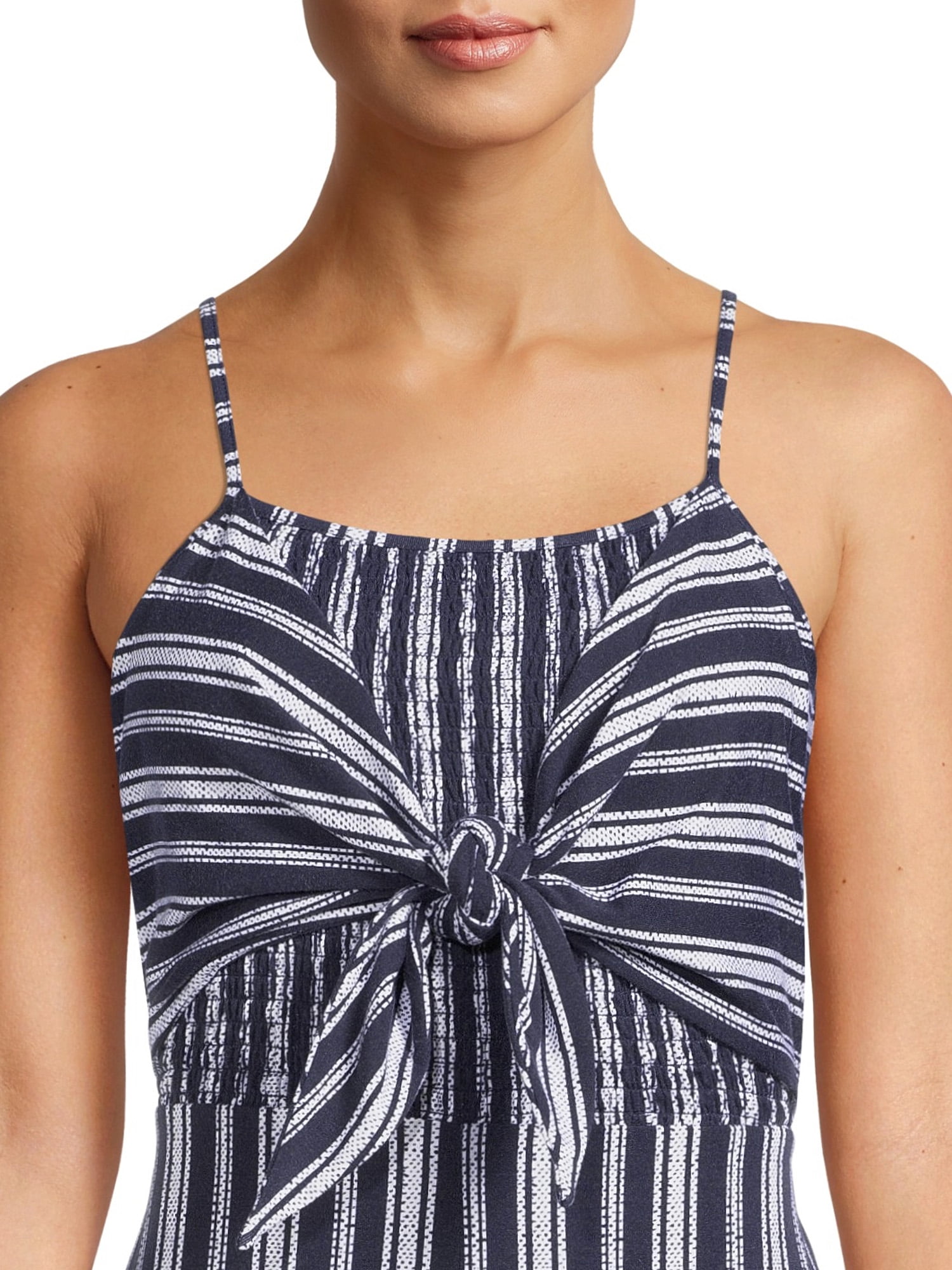 No Boundaries Juniors' Tie Front Jumpsuit