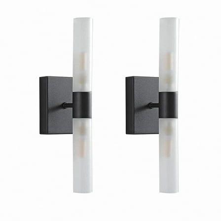 Wall Sconces Set of Two - Modern Sconces Wall Lighting Frosted Glass Lampshade Hardwired Wall Light Fixtures for Living Room Bedroom Bathroom Hallway