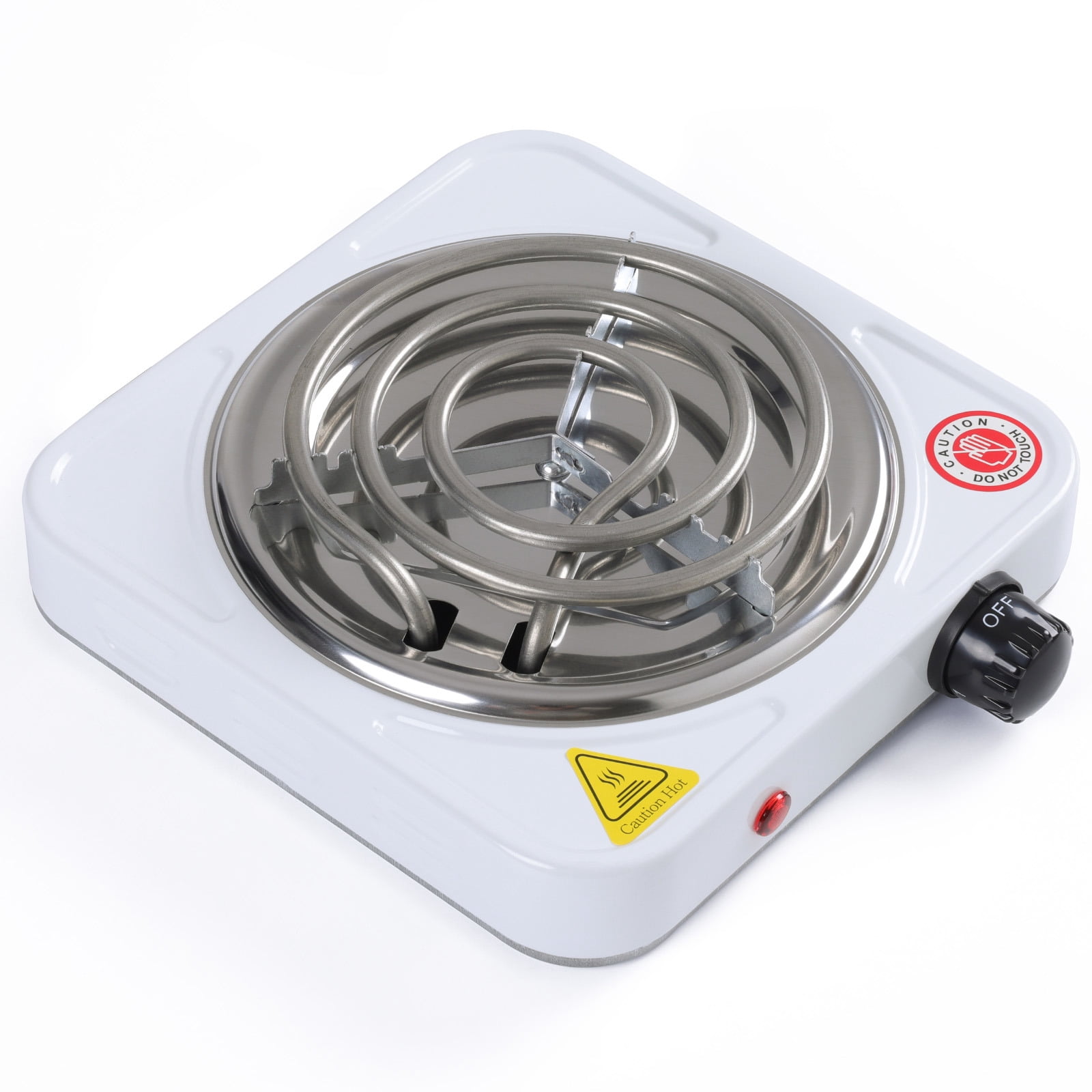 Portable 1000W Electric Single Burner 110V Hot Plate Heating Cooktop Camping Dorm Stove Cooker with Plug, White