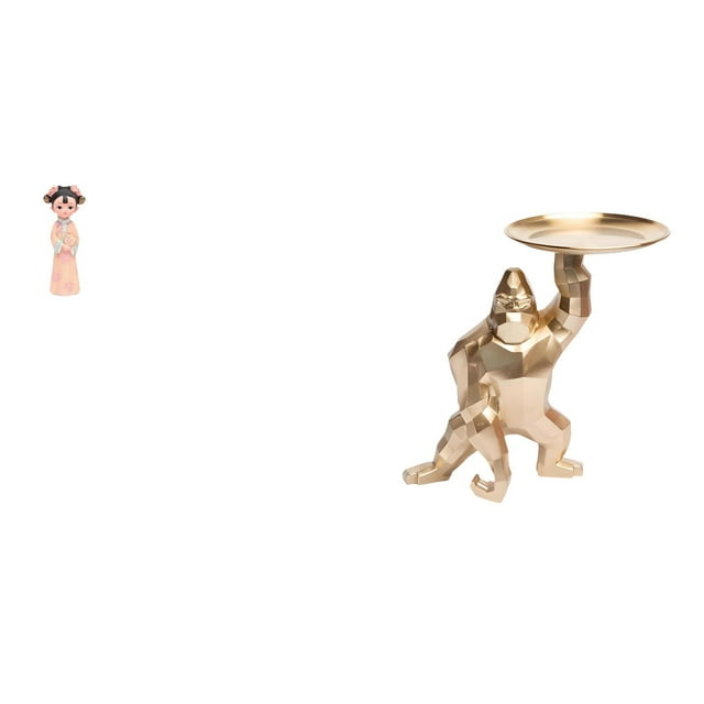 Estatua de muñeca de resina, figura de niña tradicional china, bandeja de servicio artesanal, adorno étnico popular, material de resina adecuado para