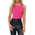 thumbnail image 1 of INSPIRAR CHIC Monos de Mujer Sin Mangas Bodysuits Brillantes Cuello Redondo Ajustados Tops de Tanga XS Rosa Fucsia, 1 of 6