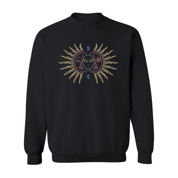 Cool Alien Sun Sweatshirt Men -Image by Shutterstock, Male 3X-Large