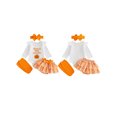thumbnail image 2 of RUINIXCW Newborn Baby Girl My First Halloween Outfit Infant Girl Fall Winter Clothes Pumpkin Embroidery Long Sleeve Romper Plaid Skirt Headband Socks, 2 of 10