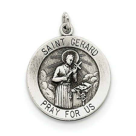 Sterling Silver Engravable Antiqued Saint Gerard Medal