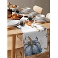 thumbnail image 6 of Ldtrchee Fall Blue Pumpkins Table Runner 48 Inches, Grey Orange Botanical Thanksgiving Bed Runner Dresser Scarves Tabletop for Indoor Outdoor Parties/Ceremony/Banquet, 13" x 48", 6 of 8