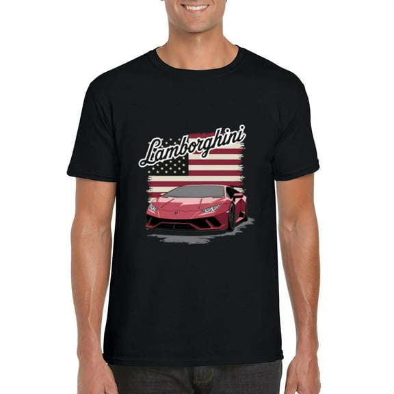 Lamborghini 4th Of July American Supercar Exotic Auto T-Shirt, for men & women, up to size 5XL
