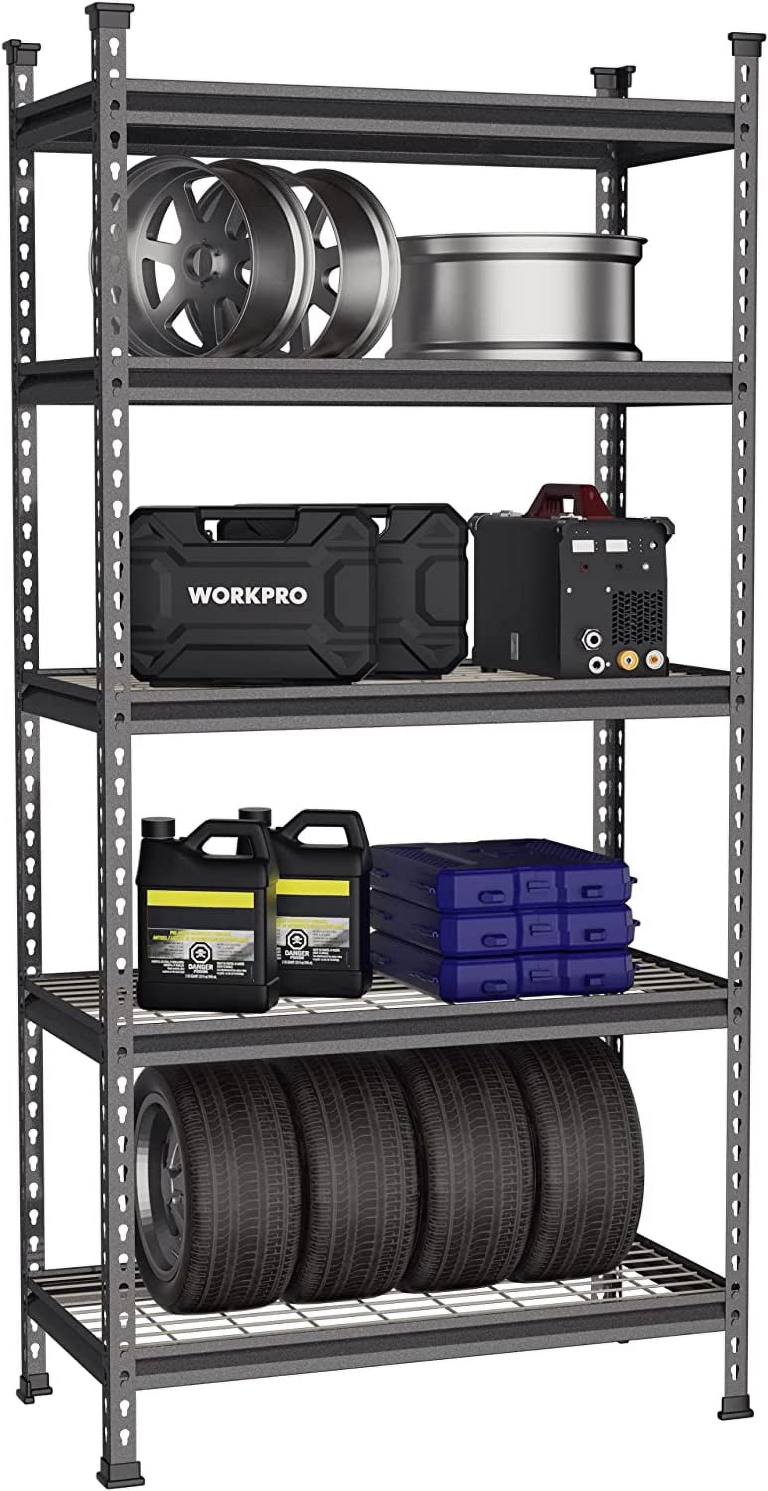 WORKPRO 4000lbs 5-Tier Metal Storage Shelving Unit, 36”W x 18”D x 72”H, Adjustable Storage Rack Heavy Duty Shelf, for Garage, Kitchen, Bathroom, Warehouse, Black