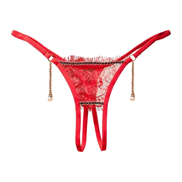 Aayomet sous-Vêtements en Coton pour Femmes Culottes Ouvertes en Dentelle pour un Port Pratique (Rouge, TG)