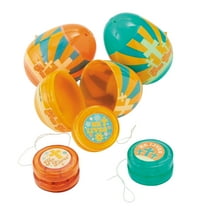 Fun Express 2 1/4" He Lives Groovy YoYo-Filled Plastic Easter Eggs - 12 Pieces