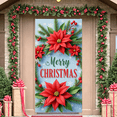 thumbnail image 2 of Festive Banner Merry Christmas Decorative Design Red Poinsettia Floral Holiday Decoration for Seasonal Celebration Indoor Venue Winter Party, 2 of 9