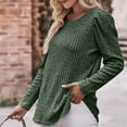 thumbnail image 7 of ATOYSOY Women's Relaxed Solid Color Ruched Blouses Loose Basic Ribbed Tops Round Neck Shirts Fall Trendy Workout Comfy Casual Knitted Long Sleeve Pullovers Green L, 7 of 7