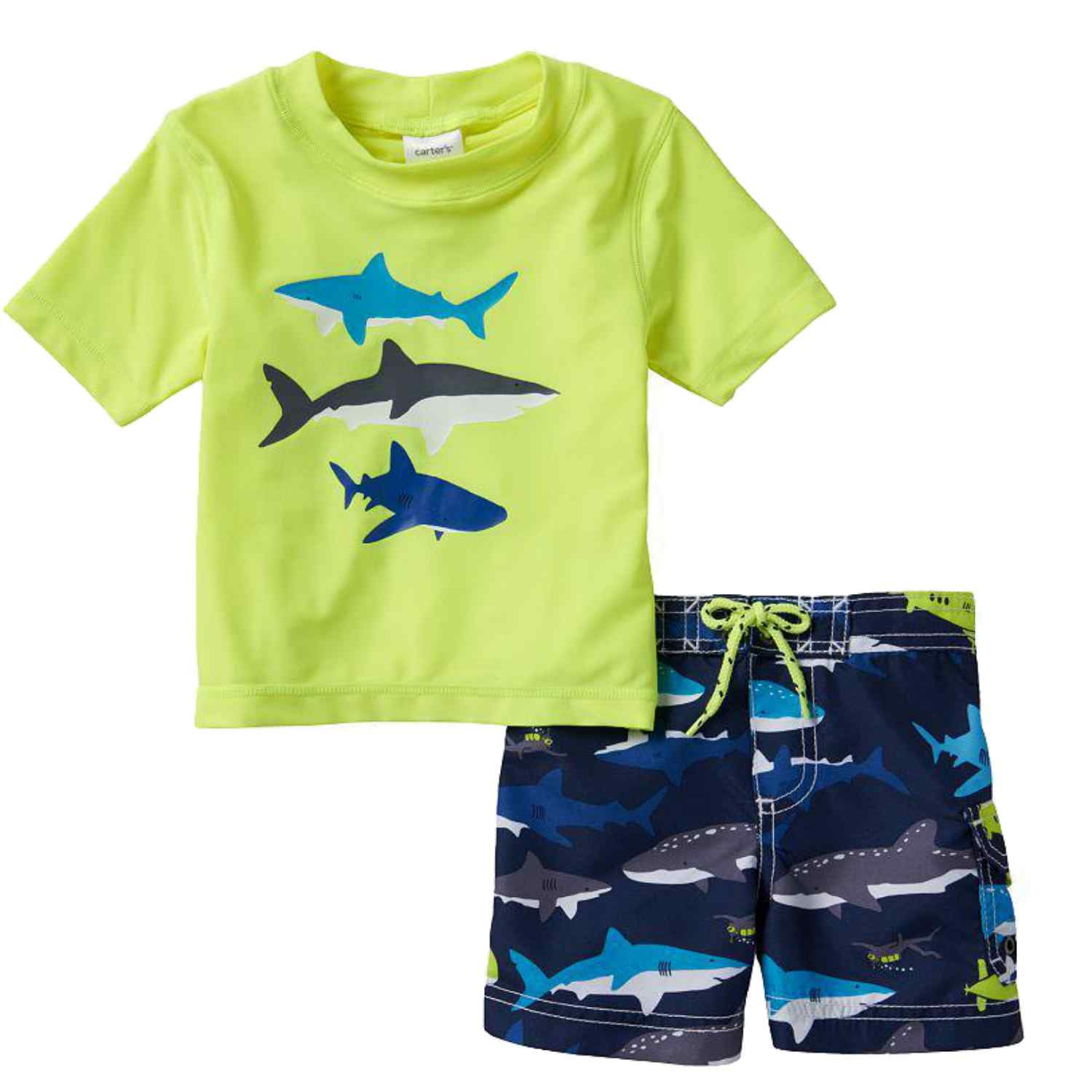 Carter's Carter's Infant & Toddler Boys Shark Themed Rash Guard & Swim Trunks Set 12m