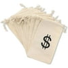 12 Pack Money Dollar Sign Party Favor Bags Drawstring Gift Bag Pirate Favors