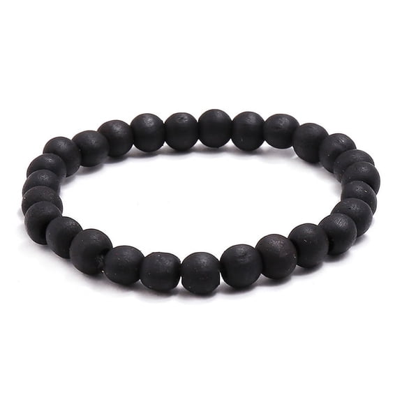 Nvzi-c Mens Womens Wood Beaded Stretch Bracelet - Black B