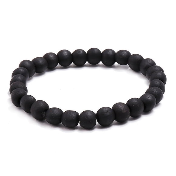 Nvzi Pulsera elástica con cuentas de madera para hombre - Negro B