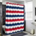 thumbnail image 4 of Red Blue Striped Shower Curtain - Water Repellent Fabric Shower Curtains Washable, Modern Minimalist Coastal Nautical Stripe Decorative Polyester Cloth Bathroom Curtains Modern Bath Decor 36"x72", 4 of 8