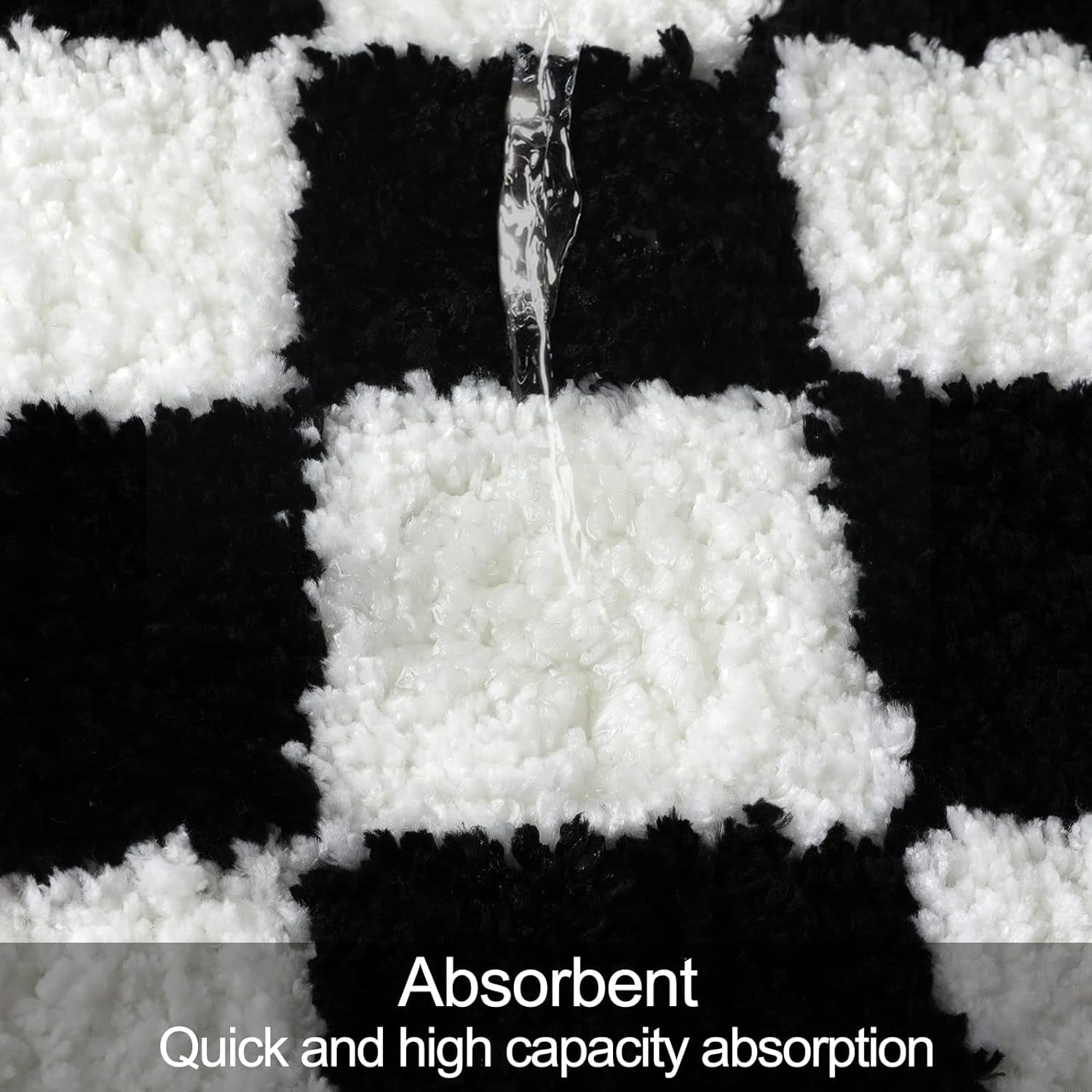 Bathroom Rugs Black and White Checkered Bath Mat Non Slip Water Absorbent Bath Rug Soft Microfiber Machine Washable Floor Mats for Tub Bathroom Indoor Doormat,20"x31"
