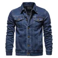 thumbnail image 3 of Abrigo de jeans para hombre, chaqueta vaquera azul ajustada con botones, chaqueta vaquera para hombre, precio barato y moderno, ropa de abrigo de invierno de una pieza más barata, nueva G, 3 of 5