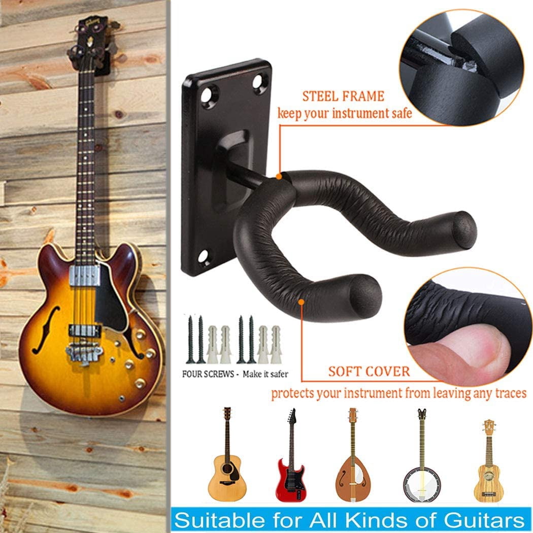 Wall Mount Guitar Hanger, Guitar Wall Holders For Guitar Bass, Black