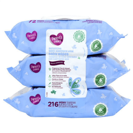 Parent's Choice Sensitive with Soothing Aloe Baby Wipes, 3 packs of 72 (216 count)