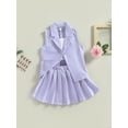 thumbnail image 3 of Bagilaanoe 3Pcs Little Girls Skirt Set Sling Vest Tops + Sleeveless Waistcoat + Pleated A-Lined Skirt 3T 4T 5T 6T 7T Kids Casual Outfits, 3 of 8