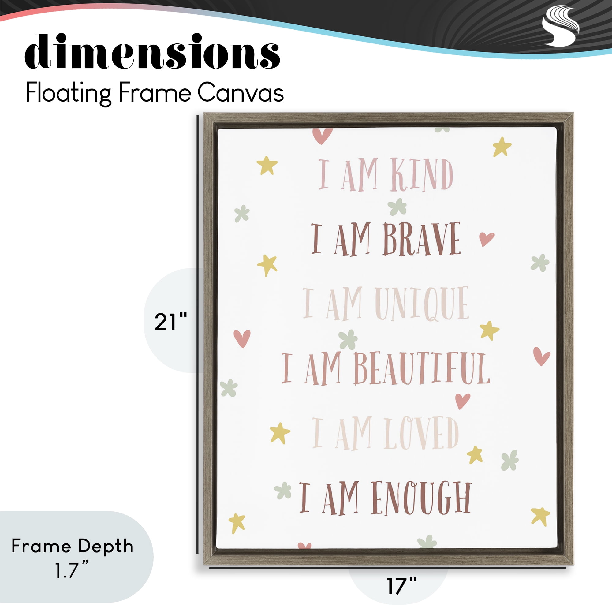 Stupell Industries I am Empowerment Quotes Brown Framed Floater Canvas Wall Art, design by Katie Griggs