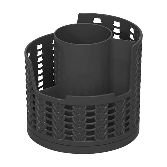 Rotating Mesh Desk Organizer, Round Spinning Pen & Candy Holder with 4 Compartments, Multi-Functional Desktop Storage Caddy for Office, Art Supplies, Classroom & Home, Black